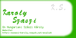 karoly szaszi business card